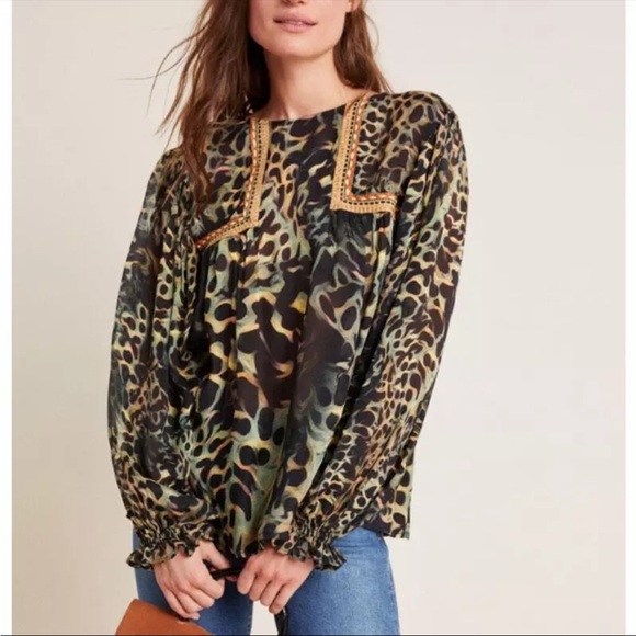ANTHROPOLOGIE BLNK Miranda Peasant Top - Picture 1 of 6